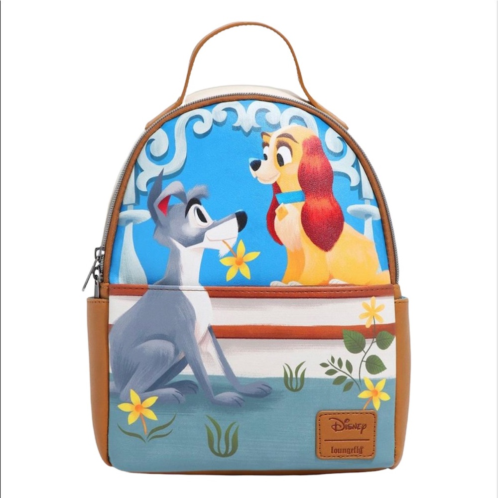Loungefly NWT Disney Lady & The Tramp Flower Scene Mini  Backpack Book